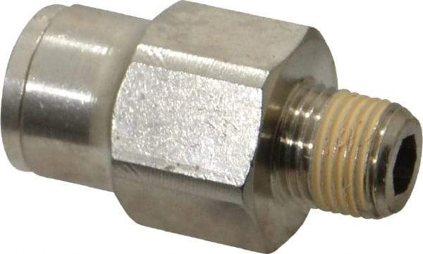 Norgren - 1/8 NPTF, Nickel Plated Brass Push-to-Connect Tube Male Connector - 260 Max psi, Tube to Male NPT Connection - Benchmark Tooling