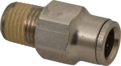Norgren - 1/4 NPTF, Nickel Plated Brass Push-to-Connect Tube Male Connector - 260 Max psi, Tube to Male NPT Connection - Benchmark Tooling