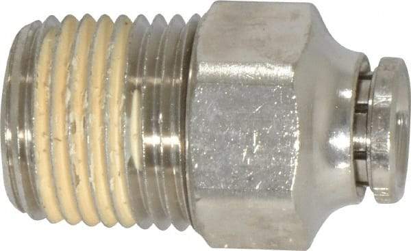 Norgren - 1/2 NPTF, Nickel Plated Brass Push-to-Connect Tube Male Connector - 260 Max psi, Tube to Male NPT Connection - Benchmark Tooling