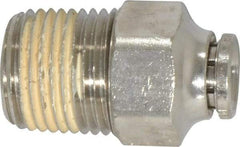 Norgren - 1/2 NPTF, Nickel Plated Brass Push-to-Connect Tube Male Connector - 260 Max psi, Tube to Male NPT Connection - Benchmark Tooling