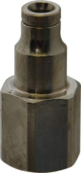 Norgren - 1/8 NPTF, Nickel Plated Brass Push-to-Connect Tube Female Connector - 260 Max psi, Tube to Male NPT Connection - Benchmark Tooling