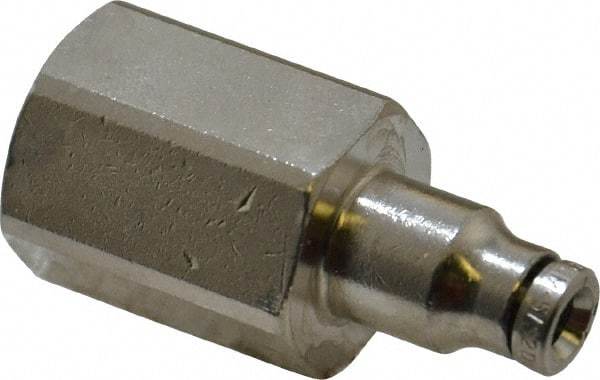 Norgren - 1/4 NPTF, Nickel Plated Brass Push-to-Connect Tube Female Connector - 260 Max psi, Tube to Male NPT Connection - Benchmark Tooling