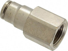Norgren - 3/8 NPTF, Nickel Plated Brass Push-to-Connect Tube Female Connector - 260 Max psi, Tube to Male NPT Connection - Benchmark Tooling