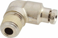 Norgren - 1/8 NPTF, Nickel Plated Brass Push-to-Connect Tube Male Elbow - 260 Max psi, Tube to Male NPT Connection - Benchmark Tooling