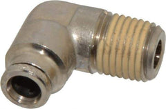 Norgren - 1/4 NPTF, Nickel Plated Brass Push-to-Connect Tube Male Elbow - 260 Max psi, Tube to Male NPT Connection - Benchmark Tooling