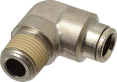 Norgren - 3/8 NPTF, Nickel Plated Brass Push-to-Connect Tube Male Elbow - 260 Max psi, Tube to Male NPT Connection - Benchmark Tooling