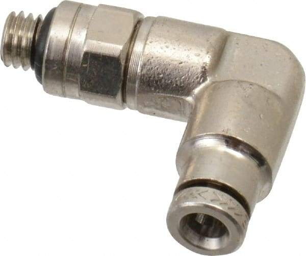 Norgren - 10-32 UNF, Nickel Plated Brass Push-to-Connect Tube Male Swivel Elbow - 260 Max psi, Tube to Male UNF Connection - Benchmark Tooling
