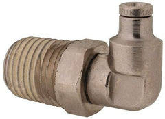 Norgren - 1/4 NPTF, Nickel Plated Brass Push-to-Connect Tube Male Swivel Elbow - 260 Max psi, Tube to Male NPT Connection - Benchmark Tooling