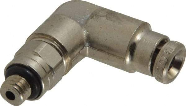 Norgren - 10-32 UNF, Nickel Plated Brass Push-to-Connect Tube Male Swivel Elbow - 260 Max psi, Tube to Male UNF Connection - Benchmark Tooling