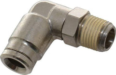 Norgren - 1/8 NPTF, Nickel Plated Brass Push-to-Connect Tube Male Swivel Elbow - 260 Max psi, Tube to Male NPT Connection - Benchmark Tooling