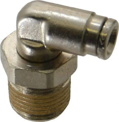Norgren - 3/8 NPTF, Nickel Plated Brass Push-to-Connect Tube Male Swivel Elbow - 260 Max psi, Tube to Male NPT Connection - Benchmark Tooling