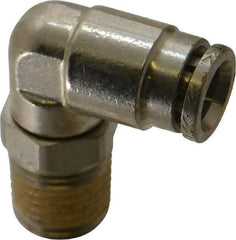 Norgren - 1/4 NPTF, Nickel Plated Brass Push-to-Connect Tube Male Swivel Elbow - 260 Max psi, Tube to Male NPT Connection - Benchmark Tooling