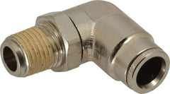 Norgren - 1/4 NPTF, Nickel Plated Brass Push-to-Connect Tube Male Swivel Elbow - 260 Max psi, Tube to Male NPT Connection - Benchmark Tooling