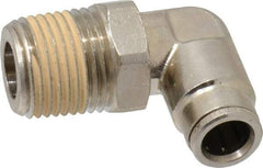 Norgren - 1/2 NPTF, Nickel Plated Brass Push-to-Connect Tube Male Swivel Elbow - 260 Max psi, Tube to Male NPT Connection - Benchmark Tooling