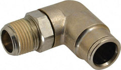Norgren - 3/8 NPTF, Nickel Plated Brass Push-to-Connect Tube Male Swivel Elbow - 260 Max psi, Tube to Male NPT Connection - Benchmark Tooling
