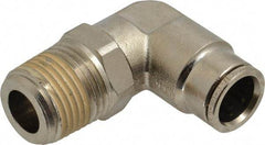 Norgren - 1/2 NPTF, Nickel Plated Brass Push-to-Connect Tube Male Swivel Elbow - 260 Max psi, Tube to Male NPT Connection - Benchmark Tooling