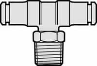 Norgren - 3/8 NPTF, Nickel Plated Brass Push-to-Connect Tube Male Swivel Branch Tee - 260 Max psi, Tube to Male NPT Connection - Benchmark Tooling