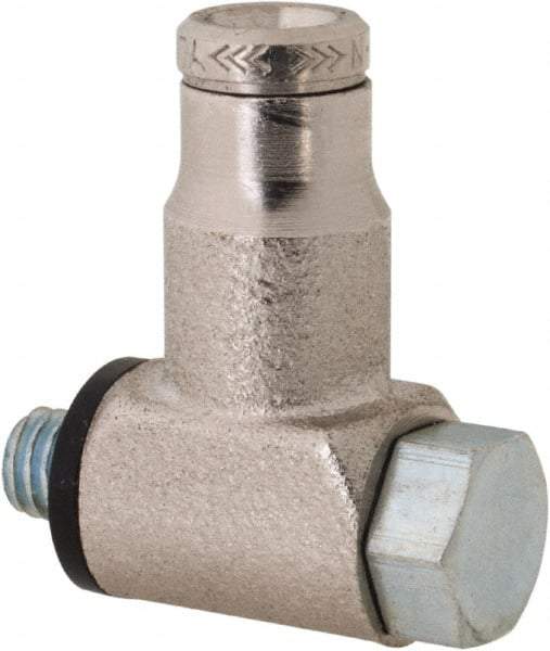 Norgren - 1/4 NPTF, Nickel Plated Brass Push-to-Connect Tube Male Swivel Branch Tee - 260 Max psi, Tube to Male NPT Connection - Benchmark Tooling