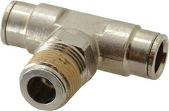 Norgren - 1/2 NPTF, Nickel Plated Brass Push-to-Connect Tube Male Swivel Branch Tee - 260 Max psi, Tube to Male NPT Connection - Benchmark Tooling