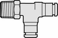 Norgren - 10-32 UNF, Nickel Plated Brass Push-to-Connect Male Swivel Run Tee - 260 Max psi, Tube to Male UNF Connection - Benchmark Tooling