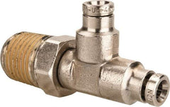 Norgren - 1/4 NPTF, Nickel Plated Brass Push-to-Connect Tube Male Swivel Run Tee - 260 Max psi, Tube to Male NPT Connection - Benchmark Tooling