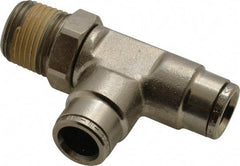 Norgren - 3/8 NPTF, Nickel Plated Brass Push-to-Connect Tube Male Swivel Run Tee - 260 Max psi, Tube to Male NPT Connection - Benchmark Tooling