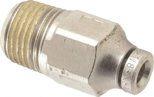 Norgren - 1/8" Outside Diam, 1/8 BSPT, Nickel Plated Brass Push-to-Connect Tube Male Connector - 260 Max psi, Tube to Male Connection - Benchmark Tooling