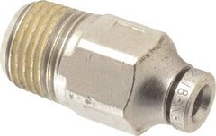 Norgren - 1/8" Outside Diam, 1/8 BSPT, Nickel Plated Brass Push-to-Connect Tube Male Connector - 260 Max psi, Tube to Male Connection - Benchmark Tooling