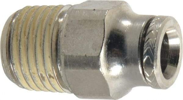 Norgren - 1/4" Outside Diam, 1/4 BSPT, Nickel Plated Brass Push-to-Connect Tube Male Connector - 260 Max psi, Tube to Male Connection - Benchmark Tooling