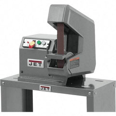 Jet - 42" Long x 1" Wide Belt Grinder - 0.75 hp, 115/230 Volts, 4,500 RPM Disc Speed, Vertical Belt, 5,500 Ft per min Belt Speed - Benchmark Tooling