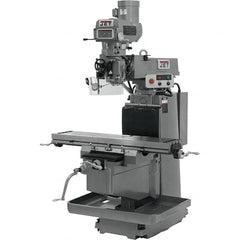 Jet - 12" Table Width x 54" Table Length, Variable Speed Pulley Control, 3 Phase Knee Milling Machine - NT40 Spindle Taper, 5 hp - Benchmark Tooling