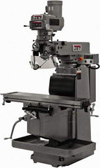 Jet - 12" Table Width x 54" Table Length, Variable Speed Pulley Control, 3 Phase Knee Milling Machine - R8 Spindle Taper, 5 hp - Benchmark Tooling