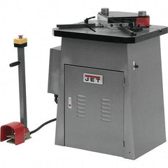 Jet - 7-3/4 x 7-3/4" Notching Dimension, Metal Notcher - 50" Stroke, 4mm Max Mild Steel Capacity, 9 Ton Load Capacity, 27-1/2" Table Width x 23-3/4" Table Depth - Benchmark Tooling