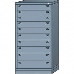 Lyon - 10 Drawer, Standard Eye-Level - Single Drawer Access Cabinet - Steel, 30" Wide x 28-1/4" Deep x 59-1/4" High, Dove Gray - Benchmark Tooling