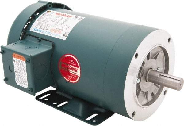 Leeson - 3 Max hp, 3,600 Max RPM, Premium Efficient Electric AC DC Motor - 230/460 V Input, Three Phase, 145TC Frame, C-Face with Base Mount, TEFC Enclosure - Benchmark Tooling