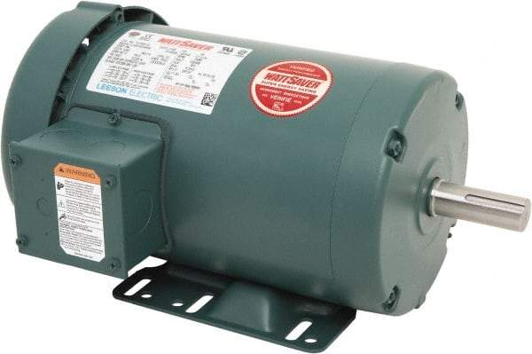 Leeson - 3 Max hp, 3,600 Max RPM, Premium Efficient Electric AC DC Motor - 230/460 V Input, Three Phase, 145T Frame, Rigid Base Mount, TEFC Enclosure - Benchmark Tooling