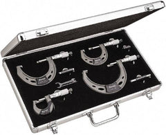 Starrett - Mechanical Outside Micrometer Sets Minimum Measurement (Inch): 0 Maximum Measurement (Inch): 4 - Benchmark Tooling