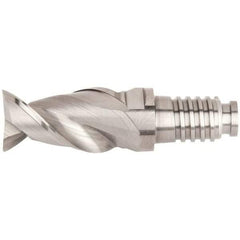 Kennametal - 3/8" Mill Diam, 9/16" LOC, 35mm OAL, 4 Flute Square End Mill Head - Duo-Lock 10 Connection, Solid Carbide, AlTiN Finish, Right Hand Flute, Spiral Flute, Centercutting, 39° Helix, Series UKDV - Benchmark Tooling