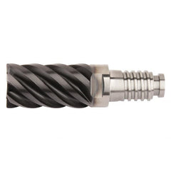 Kennametal - 3/8" Diam, 9/16" LOC, 6 Flute, 0.381mm Corner Radius End Mill Head - Solid Carbide, AlTiN Finish, Duo-Lock 12 Connection, Spiral Flute, 45° Helix, Centercutting - Benchmark Tooling