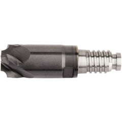 Kennametal - 10mm Diam, 1.5mm LOC, 4 Flute, 1.5mm Corner Radius End Mill Head - Solid Carbide, AlTiN Finish, Duo-Lock 10 Connection, Spiral Flute, 0° Helix - Benchmark Tooling