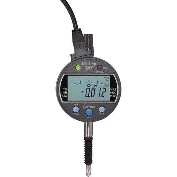 Mitutoyo - Electronic Drop Indicators Minimum Measurement (mm): 0 Maximum Measurement (mm): 12.70 - Benchmark Tooling