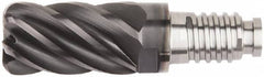 Kennametal - 1/2" Diam, 3/4" LOC, 6 Flute, 0.06" Corner Radius End Mill Head - Solid Carbide, AlTiN Finish, Duo-Lock 12 Connection, Spiral Flute, 37 & 39° Helix, Centercutting - Benchmark Tooling