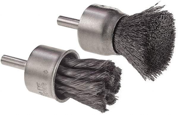 Camel Grinding Wheels - 3/4" Brush Diam, Knotted, End Brush - 1/4" Diam Shank, 1/4" Pilot Diam - Benchmark Tooling