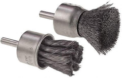 Camel Grinding Wheels - 1" Brush Diam, Knotted, End Brush - 1/4" Diam Shank, 1/4" Pilot Diam - Benchmark Tooling