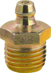 lumax - 0° Head Angle, 1/4 PTF Steel Taper Thread Grease Fitting - Zinc Plated Finish - Benchmark Tooling