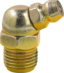 lumax - 45° Head Angle, 1/8 PTF Steel Taper Thread Grease Fitting - Zinc Plated Finish - Benchmark Tooling