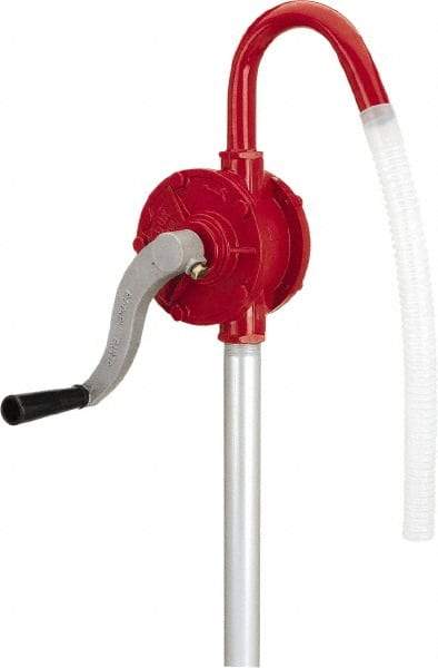 lumax - Oil Lubrication 0.08 Gal/Turn Flow Aluminum & Steel Rotary Hand Pump - For 15 to 55 Gal Container - Benchmark Tooling