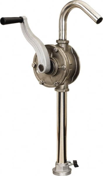 lumax - Water-Based Lubrication 0.09 Gal/Turn Flow Stainless Steel Rotary Hand Pump - For 15 to 55 Gal Container - Benchmark Tooling