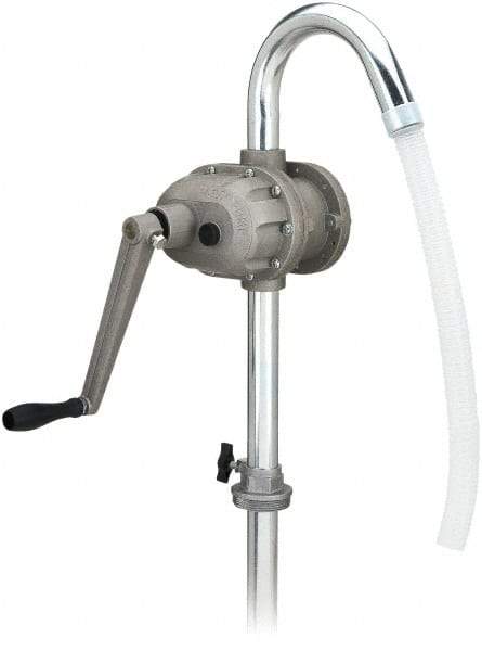 lumax - Oil Lubrication 0.25 Gal/Turn Flow Aluminum & Steel Rotary Hand Pump - For 15 to 55 Gal Container - Benchmark Tooling