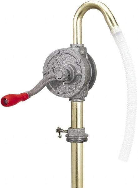 lumax - Oil Lubrication 0.07 Gal/Turn Flow Aluminum & Steel Rotary Hand Pump - For 15 to 55 Gal Container - Benchmark Tooling